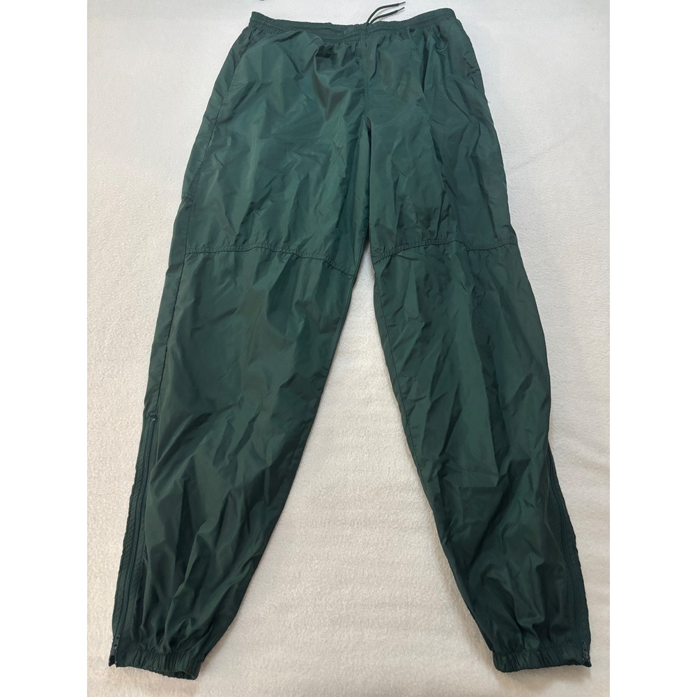 Nike Vintage Mens XL Green Nylon Windbreaker Track Pants Elastic Waist Ankle Zip